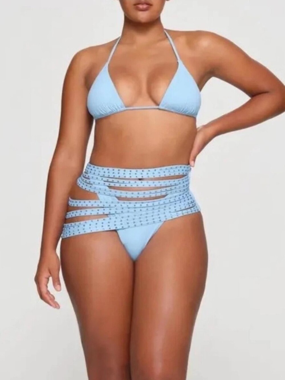 Skims Rhinestone Swim Strappy Skirt CU-SKT-3186 Iris Blue Size XS